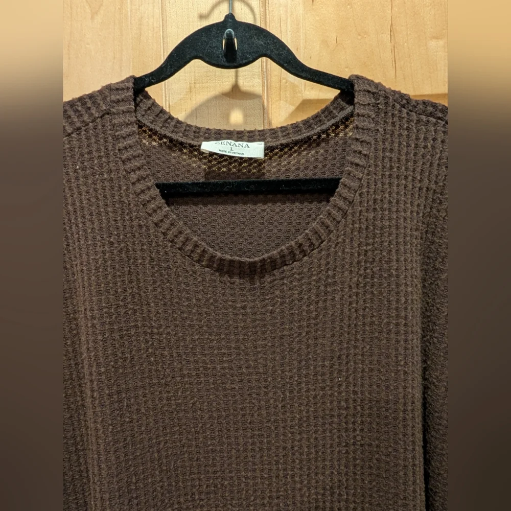 Zenana Outfitters Dark Brown Crew Neck Sweater - Picture 3 of 9